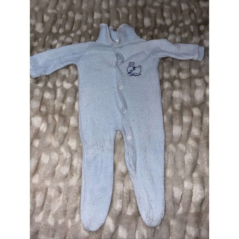 Vintage Infant Trimfit Baby Blue Sleeper Pajamas Small 0-10 lbs